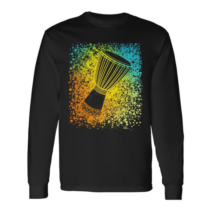 Djembe Drum In Splats For African Drumming Or Reggae Music Long Sleeve T-Shirt Gifts ideas