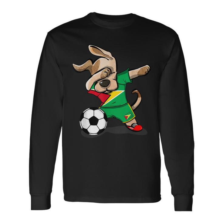 Dog Dabbing Guyana Soccer Jersey Guyanese Football Long Sleeve T-Shirt