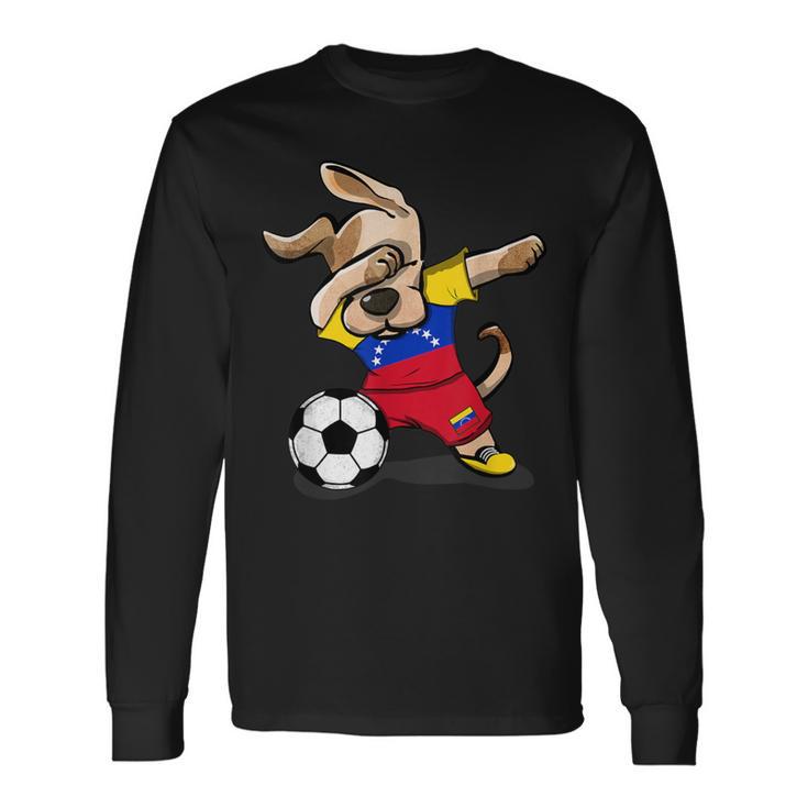 Dog Dabbing Soccer Venezuela Jersey Venezuelan Long Sleeve T-Shirt