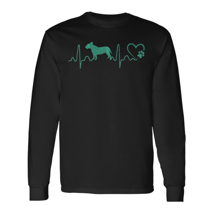 Dogs Heartbeat Bull Terrier Dog Animal Rescue Lifeline Long Sleeve T-Shirt