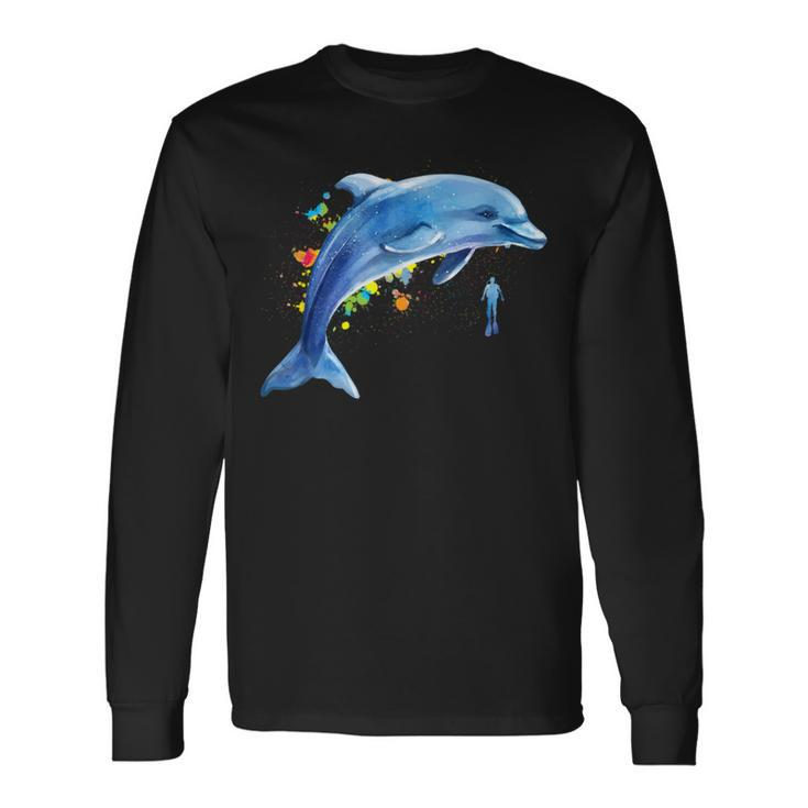 Dolphin Diver Whales Tümmler Dolphin Langarmshirts Geschenkideen