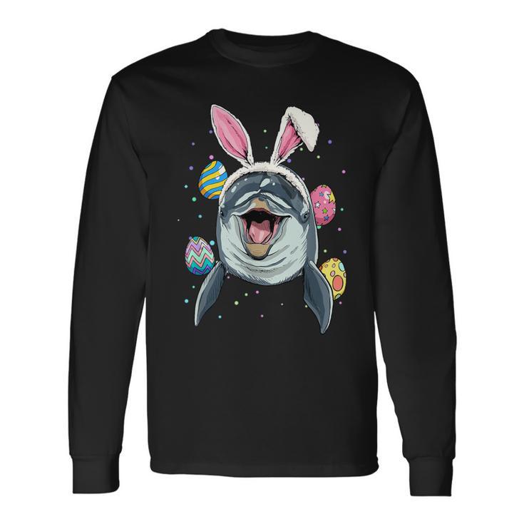 Dolphin Easter Bunny Egg Hunting Whale Dolphin Lover Long Sleeve T-Shirt