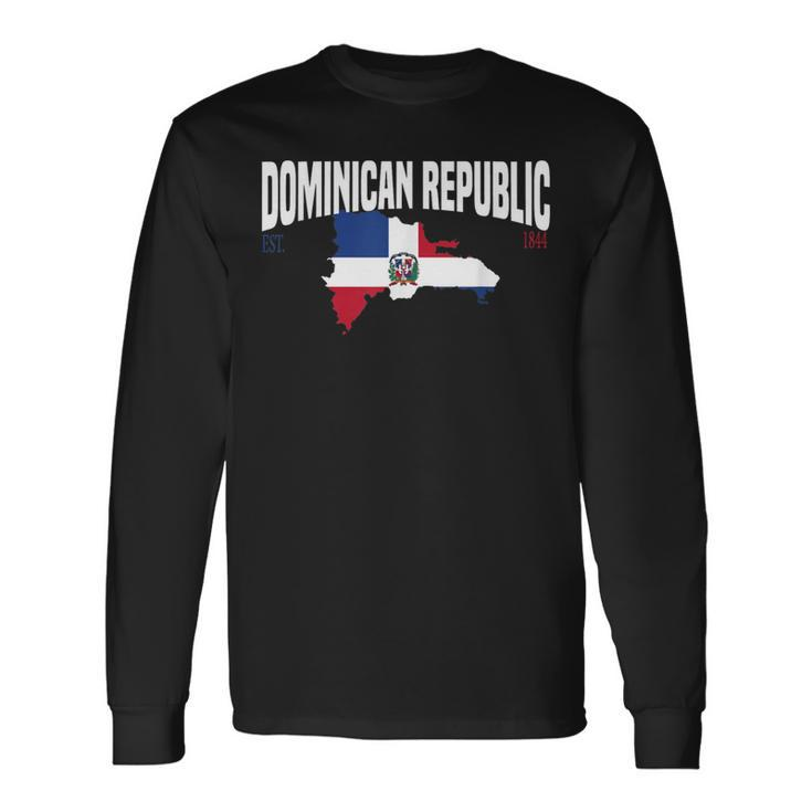 Dominican Republic Map And Flag Happy Independence 2024 Long Sleeve T-Shirt