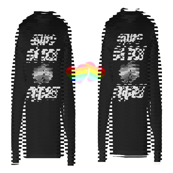 Dos Madres Lgbt-Q Orgullo Gay Mamá Aliada Corazón Arco Iris Camiseta de manga larga