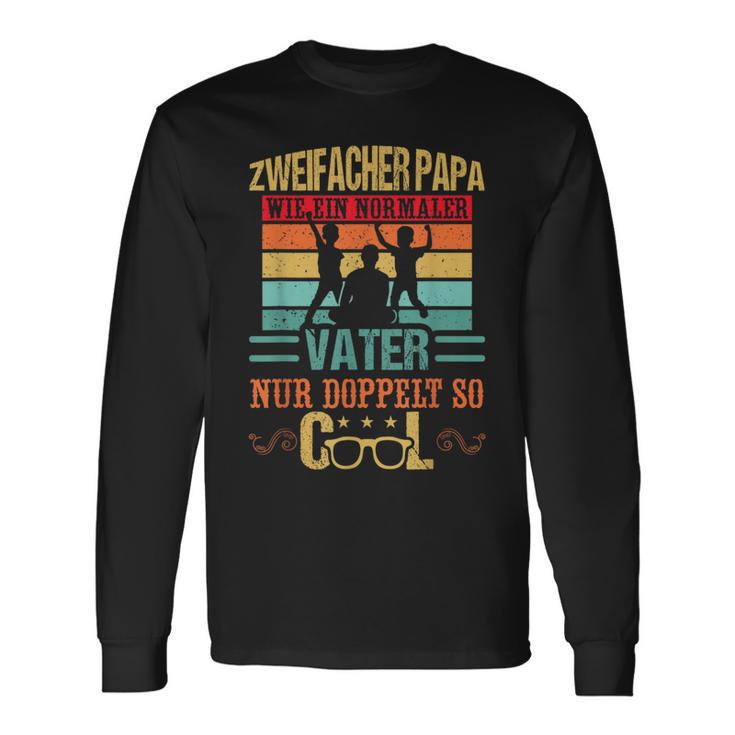 Double Papa Father's Dayon Zwei Kinder Double Father Langarmshirts Geschenkideen