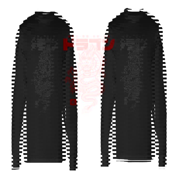 Dragón Chino Con Letras Chinas Y Japonesas Camiseta de manga larga