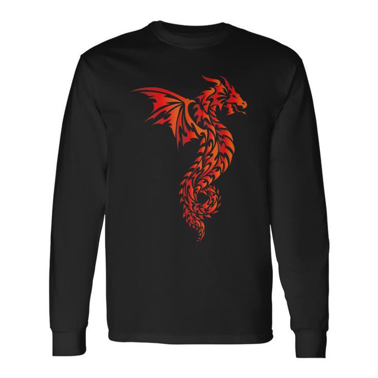 Dragon Tribal Graphic Mythical Legendary Creature Folklore Long Sleeve T-Shirt