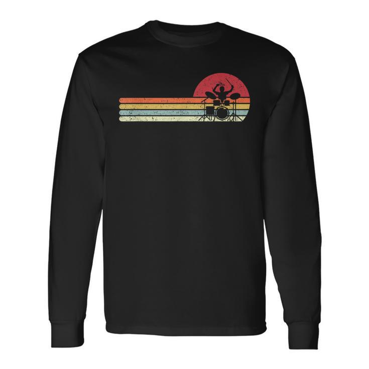 Drummer Retro Style Drum Player Long Sleeve T-Shirt