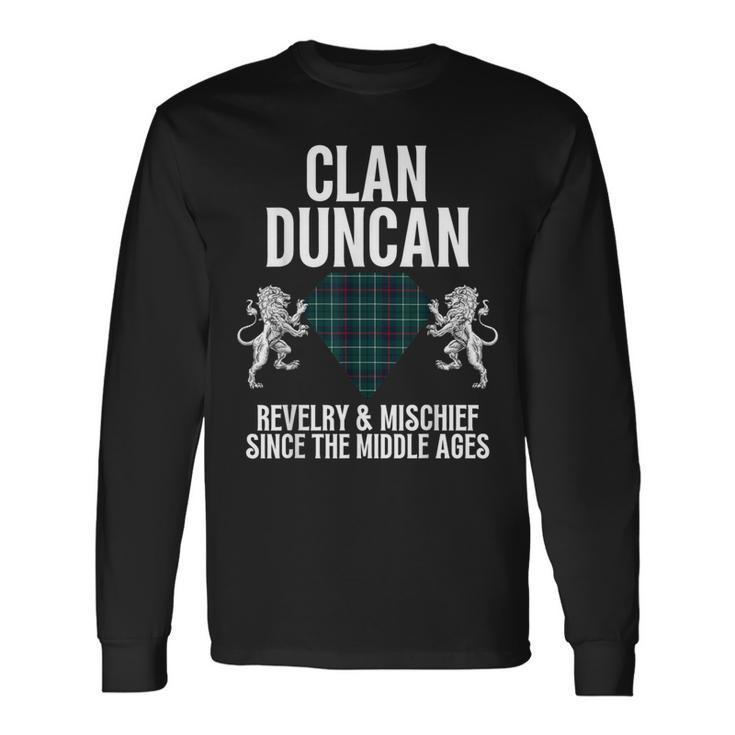 Duncan Clan Scottish Name Coat Of Arms Tartan Family Party Long Sleeve T-Shirt