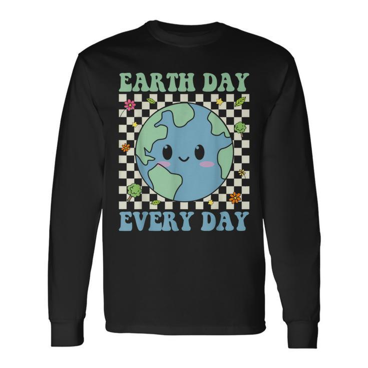 Earth Day Everyday Environmental Awareness Earth Day Groovy Long Sleeve T-Shirt