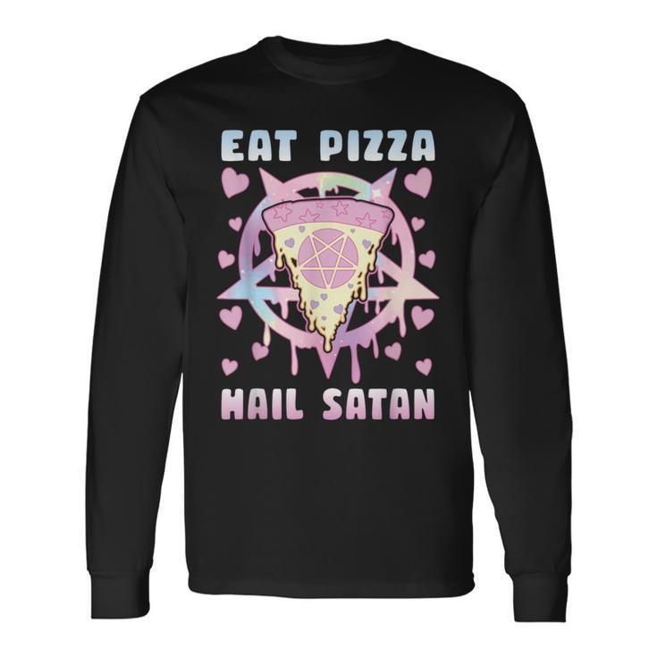 Eat Pizza Hail Satan Occult Satanic Langarmshirts Geschenkideen