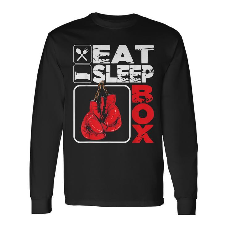 Eat Sleep Box Boxing Lover Gym Boxer Kickboxing Kickboxer Long Sleeve T-Shirt