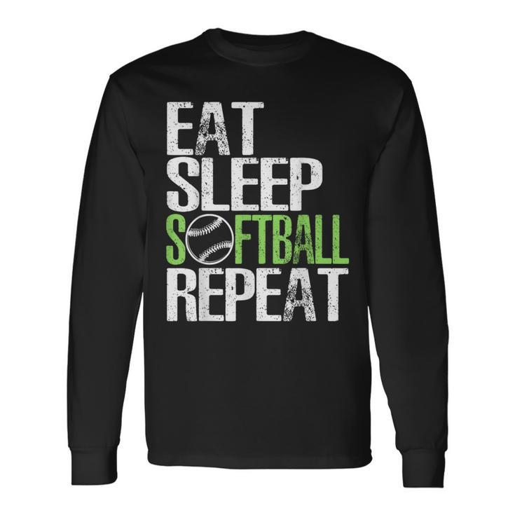 Eat Sleep Softball Repeat Cool Sports Long Sleeve T-Shirt