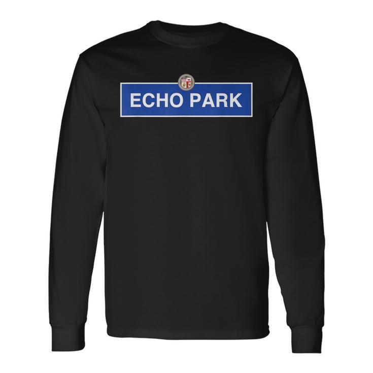 Echo Park Los Angeles City Street Sunset Alvarado Lake 323 Long Sleeve T-Shirt