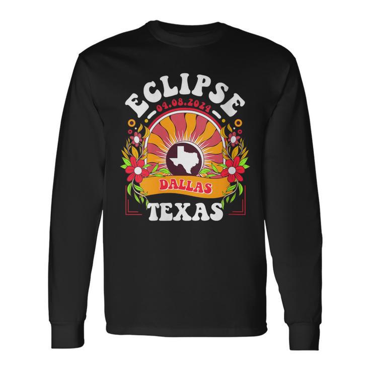 Eclipse 2024 Dallas Texas Total Solar Eclipse Long Sleeve T-Shirt