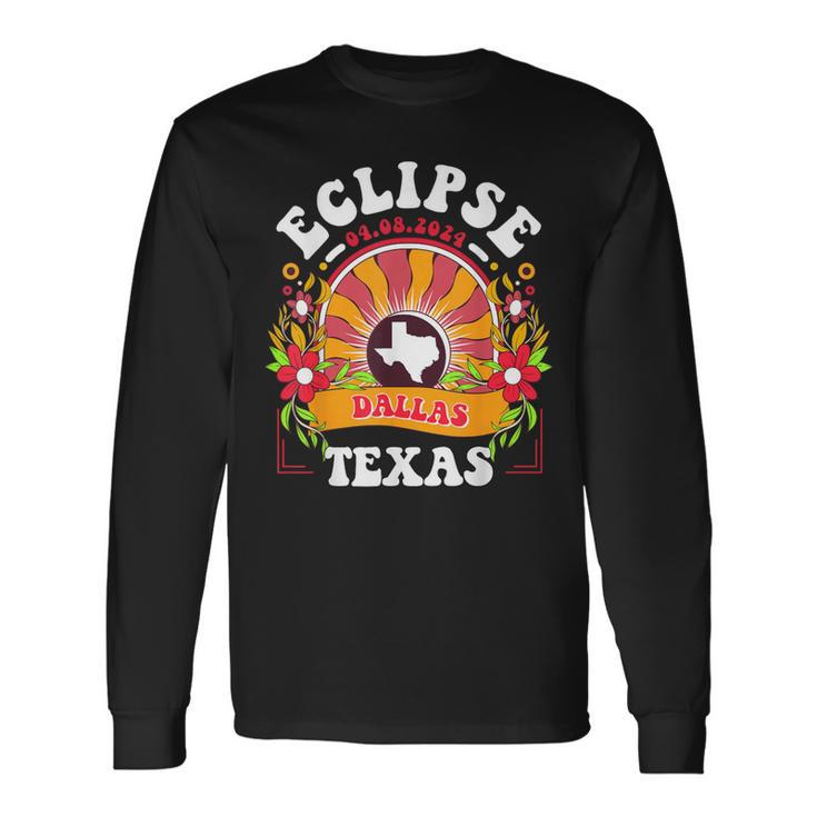 Eclipse 2024 Dallas Texas Total Solar Eclipse Long Sleeve T-Shirt