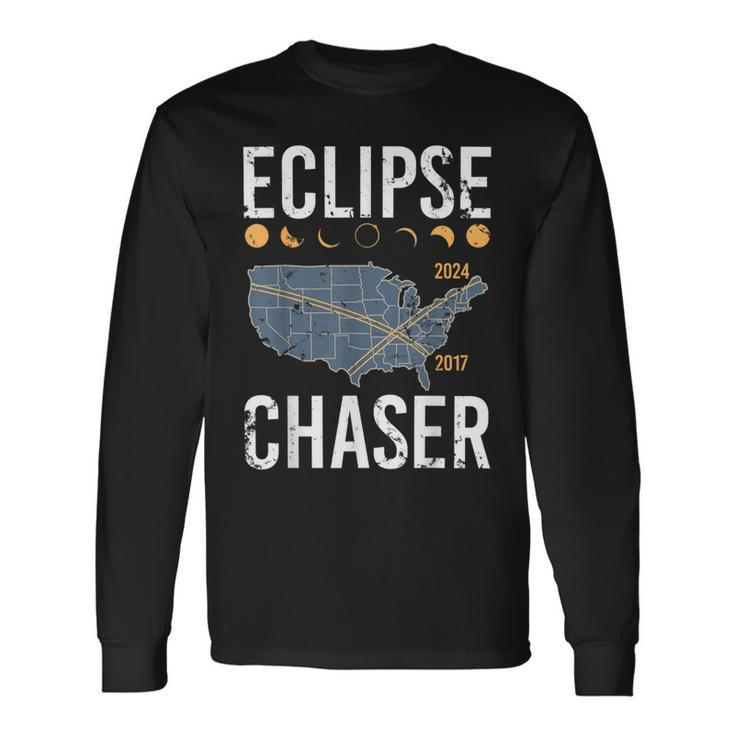 Eclipse Chaser Solar Eclipse Twice In A Lifetime Vintage Long Sleeve T-Shirt