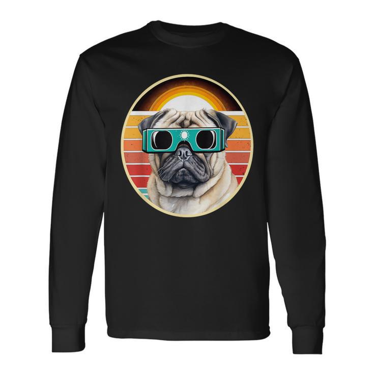 Eclipse Dogs Where Pug Charm Meets Celestial Wonder Long Sleeve T-Shirt
