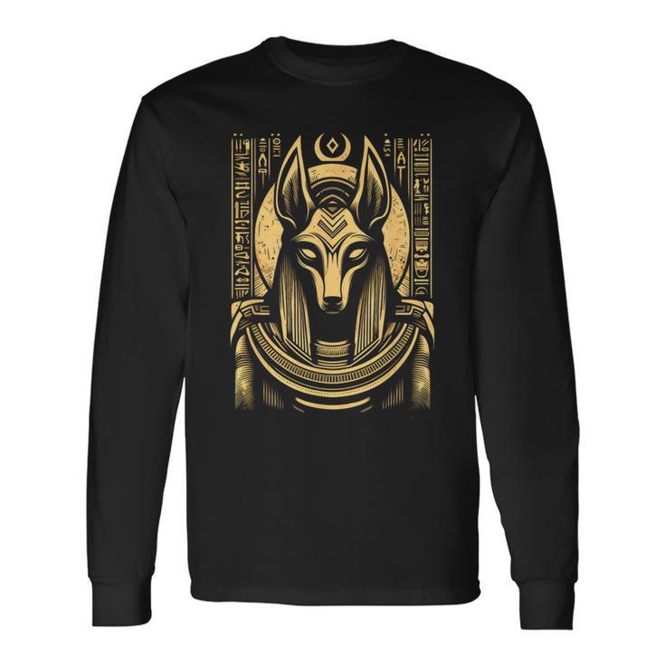 Egyptian God Anubis Egyptian Hieroglyphics Ancient Egypt Long Sleeve T-Shirt