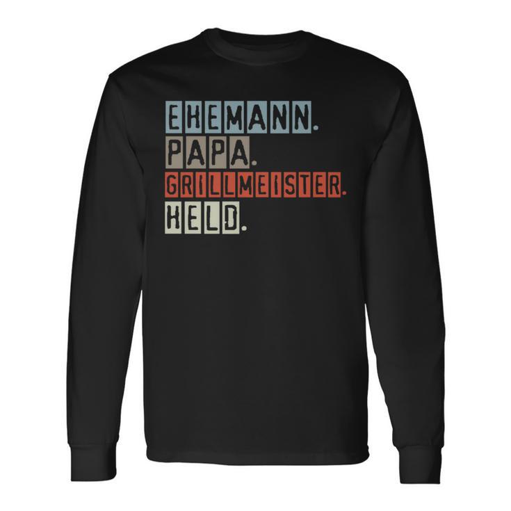 Ehemann Papa Grillmeister Held Grillen Geschenkatertag Langarmshirts Geschenkideen