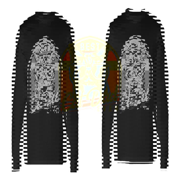 El Mejor Padre Gatuno Día Del Padre Retro Cat Lover Camiseta de manga larga