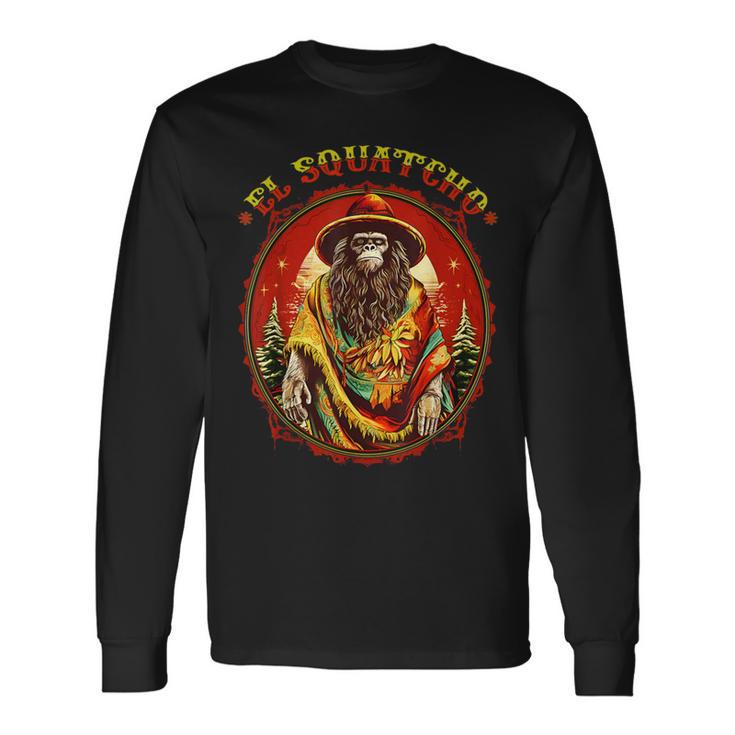 El Squatcho Poncho – Western Bigfoot Sasquatch Long Sleeve T-Shirt