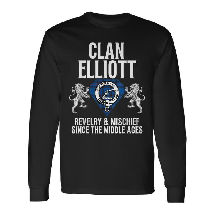 Elliott Clan Scottish Name Coat Of Arms Tartan Family Party Long Sleeve T-Shirt