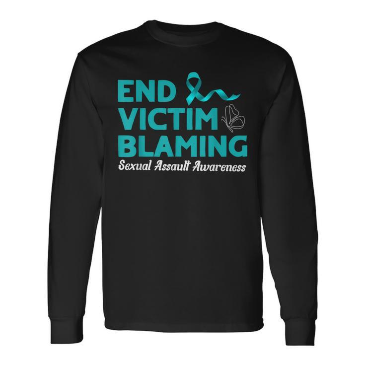End Victim Blaming Sexual Assault Awareness Month Long Sleeve T-Shirt