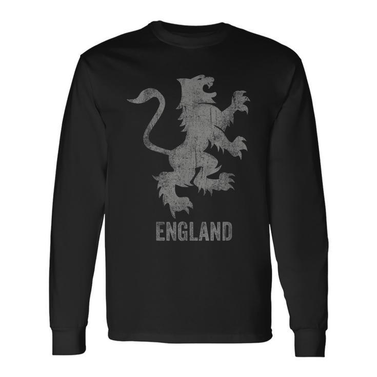 England Flag Heraldry Lion English Football Soccer Patriotic Long Sleeve T-Shirt