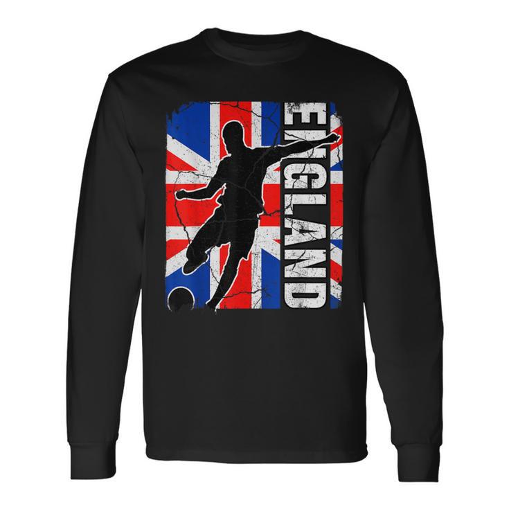 England Soccer Team British Flag Jersey Football Fans Long Sleeve T-Shirt