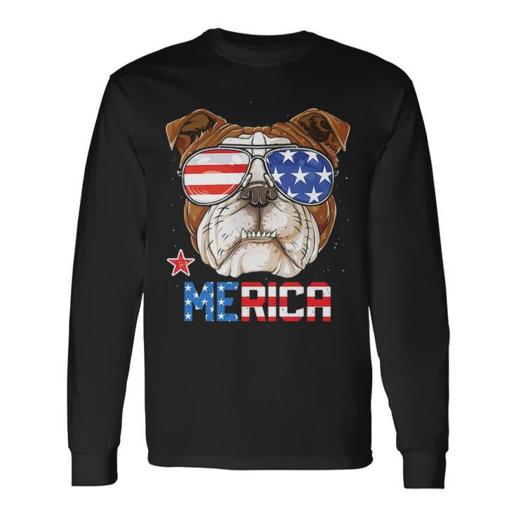 English Bulldog Merica 4Th Of July Long Sleeve T-Shirt