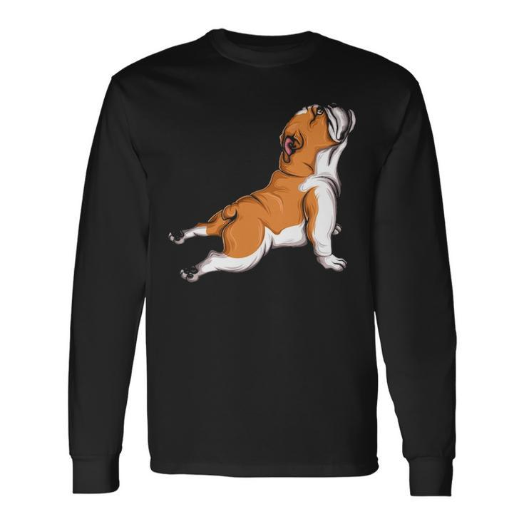 English Bulldog Yoga Dog Lover Namaste  Long Sleeve T-Shirt