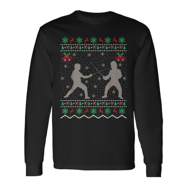 Esgrima Amante De Navidad Regalo Feo Esgrima Navidad Camiseta de manga larga