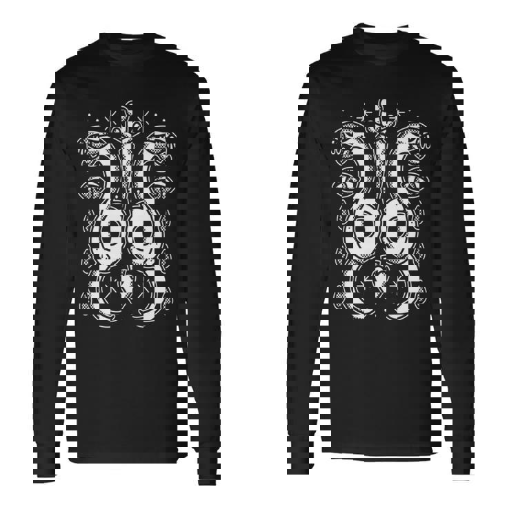 Esotérico Oculto Serpiente Y Cuchillo Alquimia Ojo Símbolos Arte Del Tatuaje Manga Larga Camiseta de manga larga