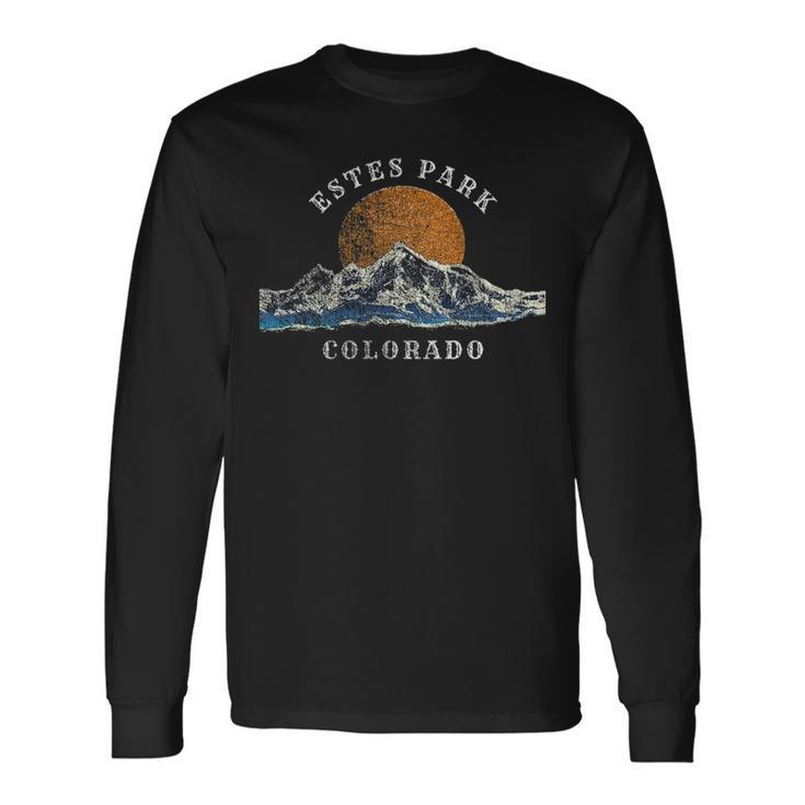 Estes Park Colorado With Mountain Sunset Scene Long Sleeve T-Shirt