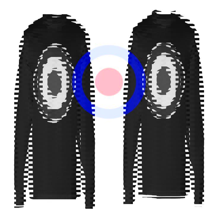 Estilo Retro Diseño De Círculos Rojo Blanco Azul Y Blanco Camiseta de manga larga