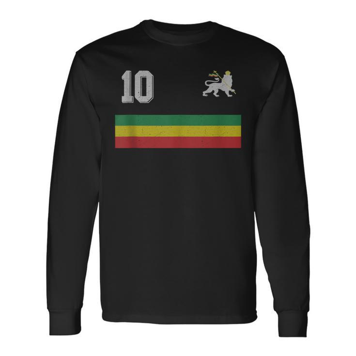 Ethiopia Rastafari Football Soccer Style Long Sleeve T-Shirt