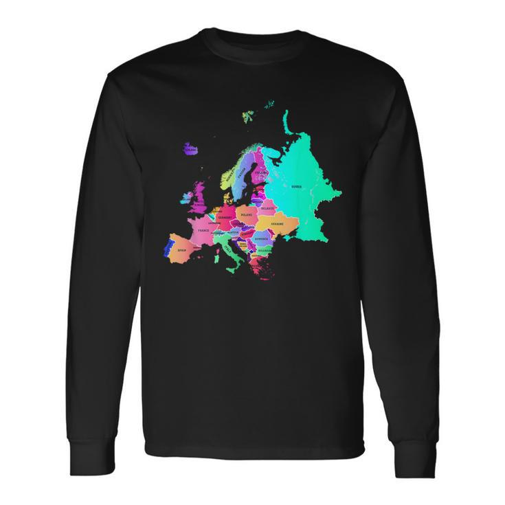 Europe Political Map With Boundaries And Countries Names Long Sleeve T-Shirt
