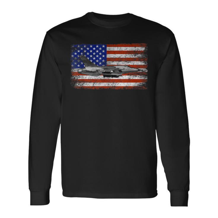 F-105 Thunderchief Airplane Vintage Flag Long Sleeve T-Shirt