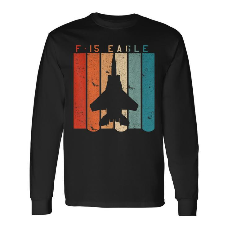 F-15 Eagle Jet Fighter Retro Vintage Style Airplane Long Sleeve T-Shirt