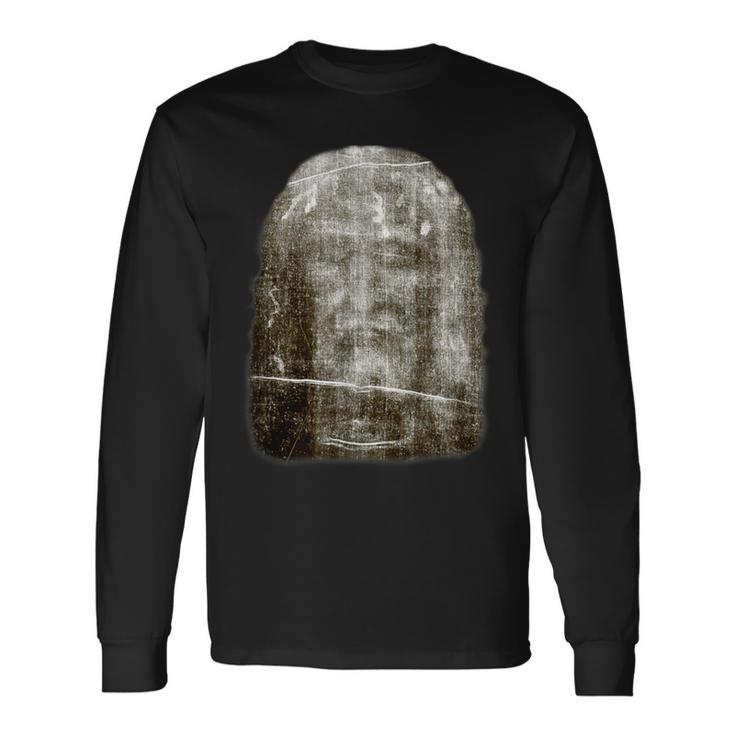 Face Of Our Lord Jesus Christ From The Holy Shroud Of Turin Long Sleeve T-Shirt