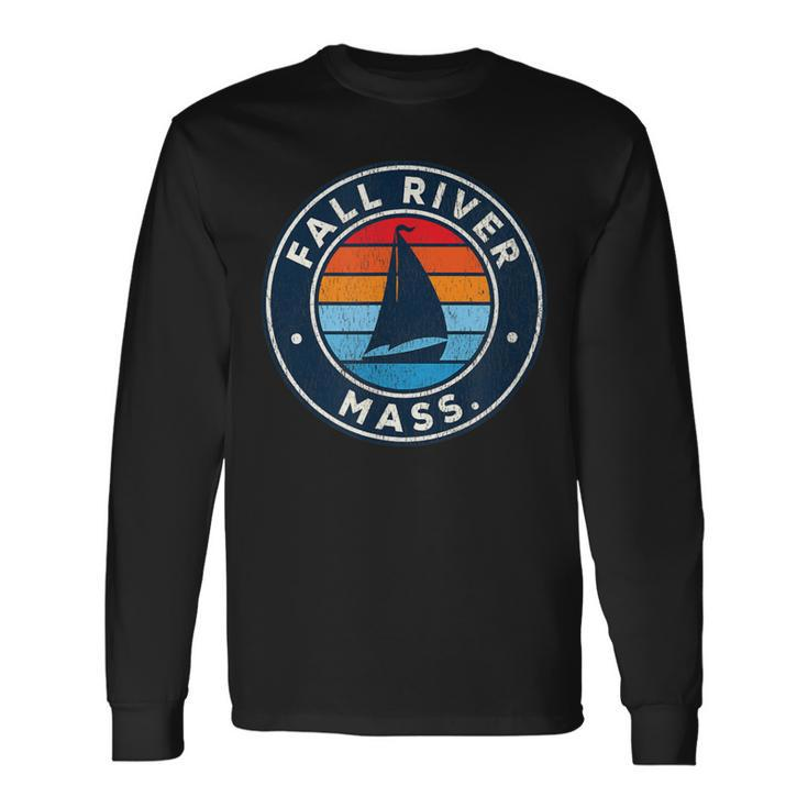 Fall River Massachusetts Ma Vintage Sailboat Retro 70S Long Sleeve T-Shirt