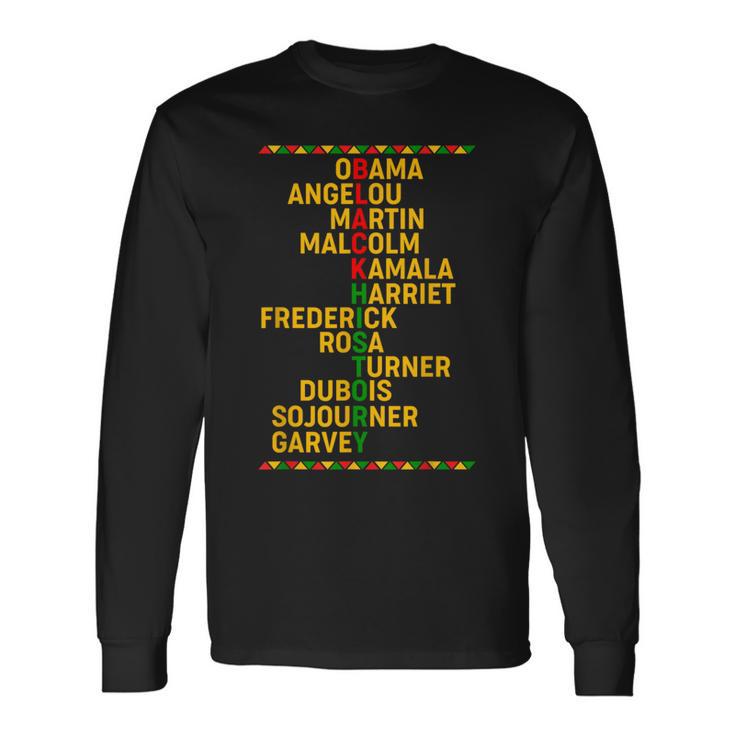 Famous African American Leader Culture Black History Month Long Sleeve T-Shirt Gifts ideas