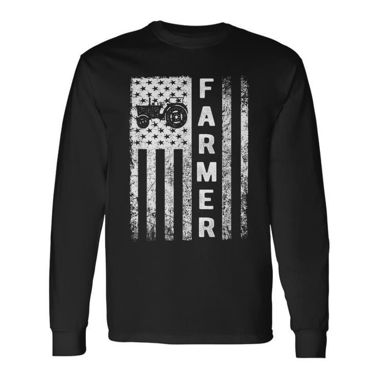 Farmer Flag Usa Flag Farmer Outfit For Farmer Long Sleeve T-Shirt