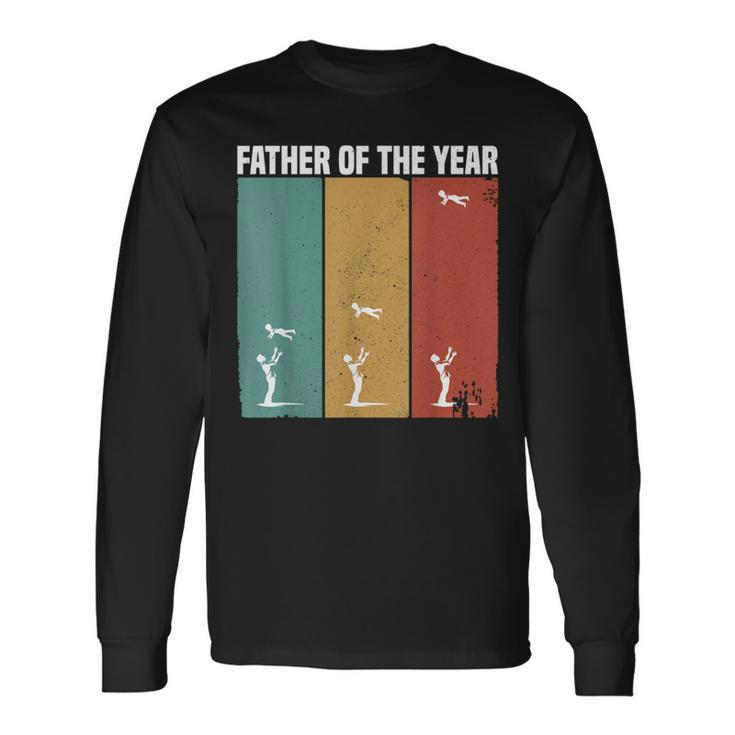 Father Of The Year Dad Throwing Child In Sky Vintage Long Sleeve T-Shirt