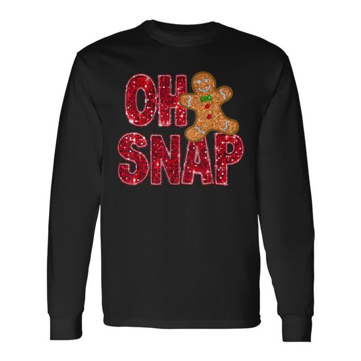 Faux Sequins Oh Snap Christmas Gingerbread Family Matching Long Sleeve T-Shirt