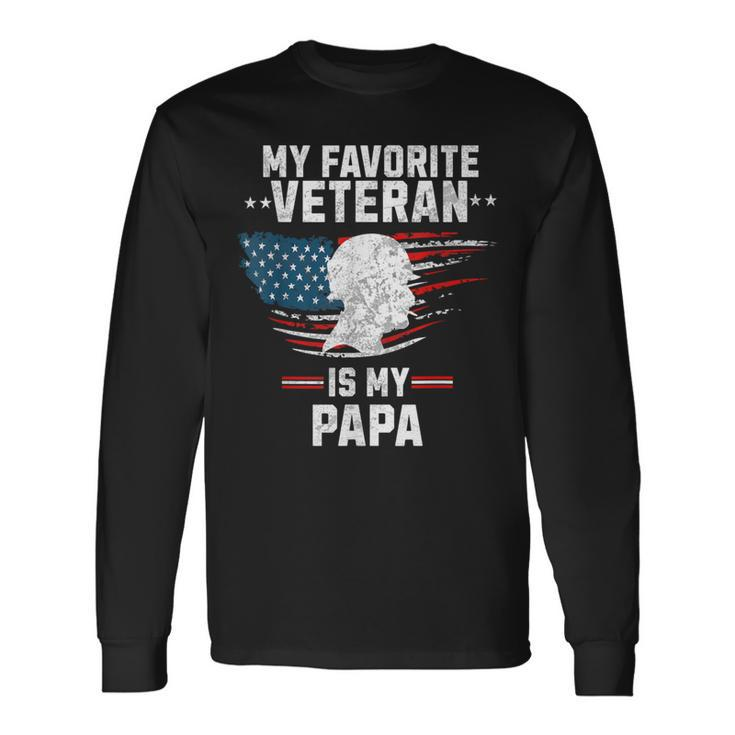 My Favorite Veteran Is My Papa Kids Veterans Day Long Sleeve T-Shirt