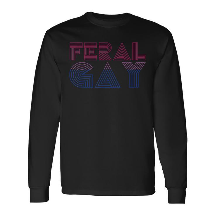 Feral Gay Lgbt Gay Bi Pan Trans Pride Meme Bisexual Flag Long Sleeve T-Shirt Gifts ideas