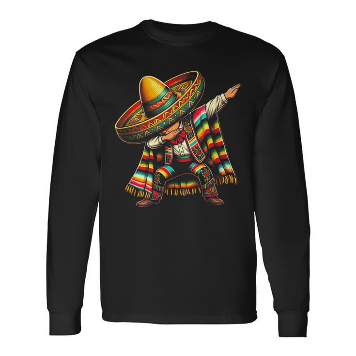 Festive Cinco De Mayo Dabbing Mexican Boy Dance Long Sleeve T-Shirt