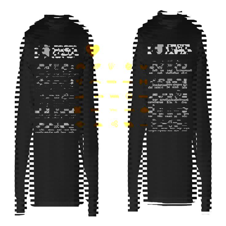 Fideosariedades De Pasta Espaguetis Italia Pasta De Regalo Camiseta de manga larga